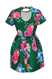 Current Boutique-Kate Spade - Green & Pink Floral Print Short Sleeve Dress Sz 8