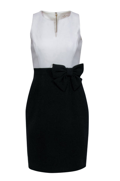 Current Boutique-Kate Spade - Ivory & Black Colorblock Sleeveless Sheath Dress w/ Bow Detail Sz 2