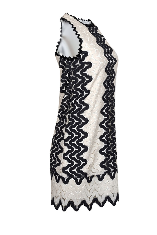 Current Boutique-Kate Spade - Ivory & Black Lace Sleeveless Shift Dress Sz 0