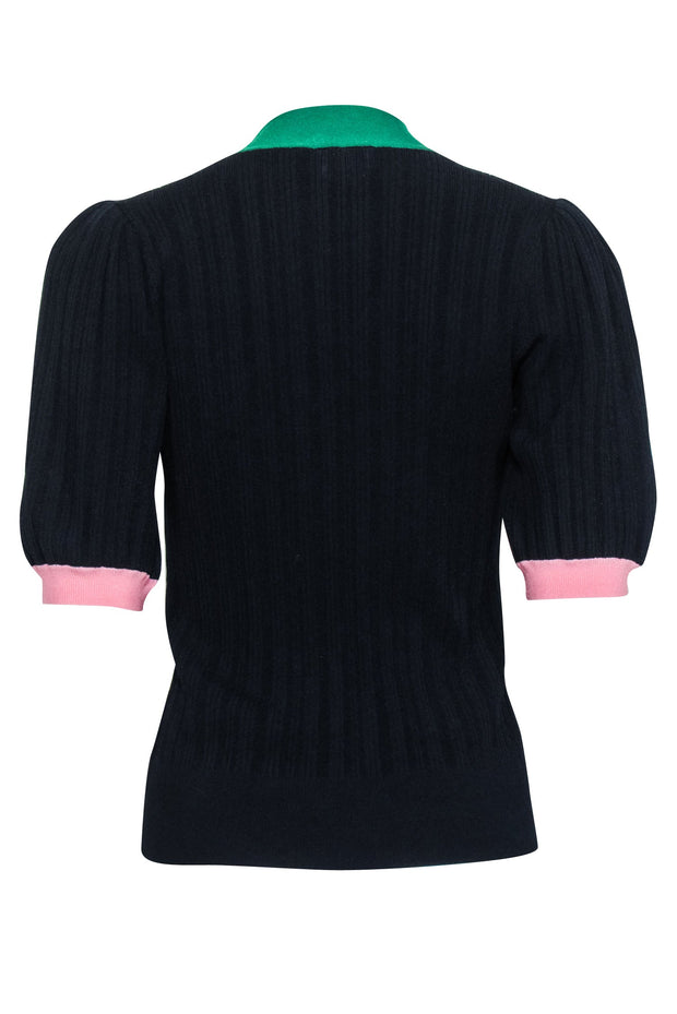 Current Boutique-Kate Spade - Navy Colorblock Bow Neck Knit Top Sz M