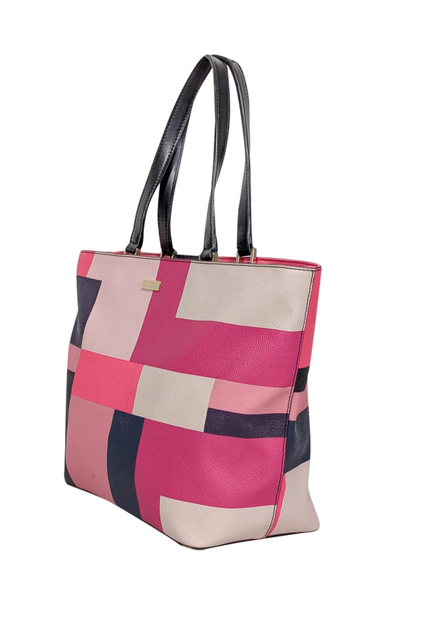 Current Boutique-Kate Spade - Pink, Cream, & Navy Color Block Tote Bag