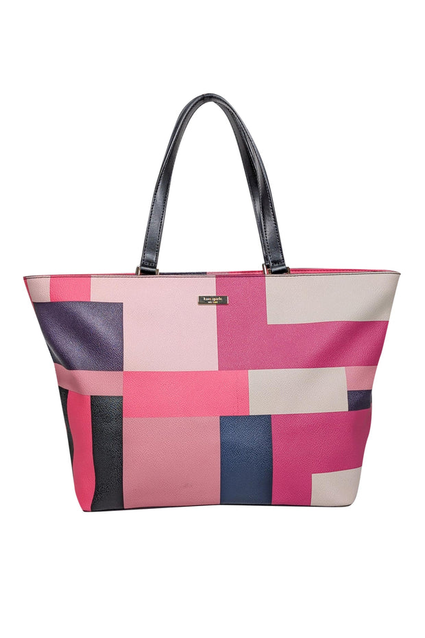 Current Boutique-Kate Spade - Pink, Cream, & Navy Color Block Tote Bag