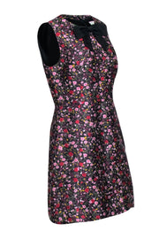 Current Boutique-Kate Spade - Pink, Purple, & Gold Jacquard Floral Print Dress w/ Bow at Neckline Sz 10