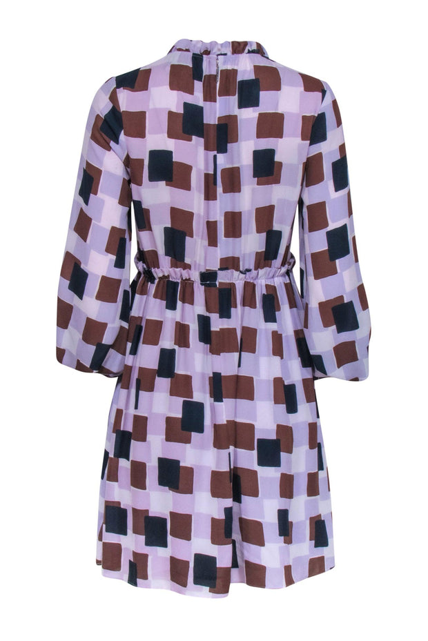 Current Boutique-Kate Spade - Purple, Navy & Brown Geometric Print Dress Sz 2