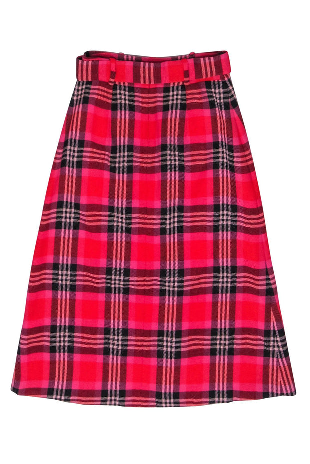 Current Boutique-Kate Spade - Red & Pink Plaid Wool Blend Skirt Sz 2