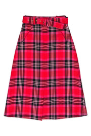 Current Boutique-Kate Spade - Red & Pink Plaid Wool Blend Skirt Sz 2