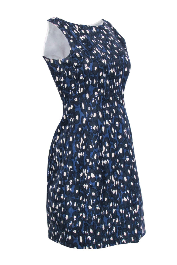 Current Boutique-Kate Spade - Sleeveless Navy Leopard Print Mini Shift Dress Sz 2