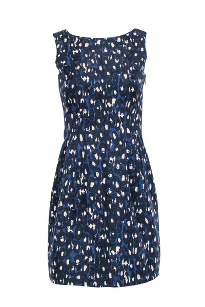 Current Boutique-Kate Spade - Sleeveless Navy Leopard Print Mini Shift Dress Sz 2