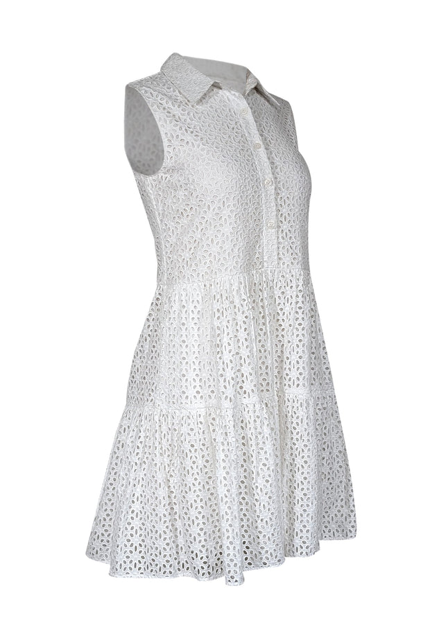 Current Boutique-Kate Spade - White Eyelet Lace Quarter Button Front Dress Sz S