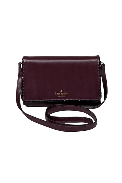 Current Boutique-Kate Spade - Wine Leather Crossbody Bag w/ Black Sequin Trim