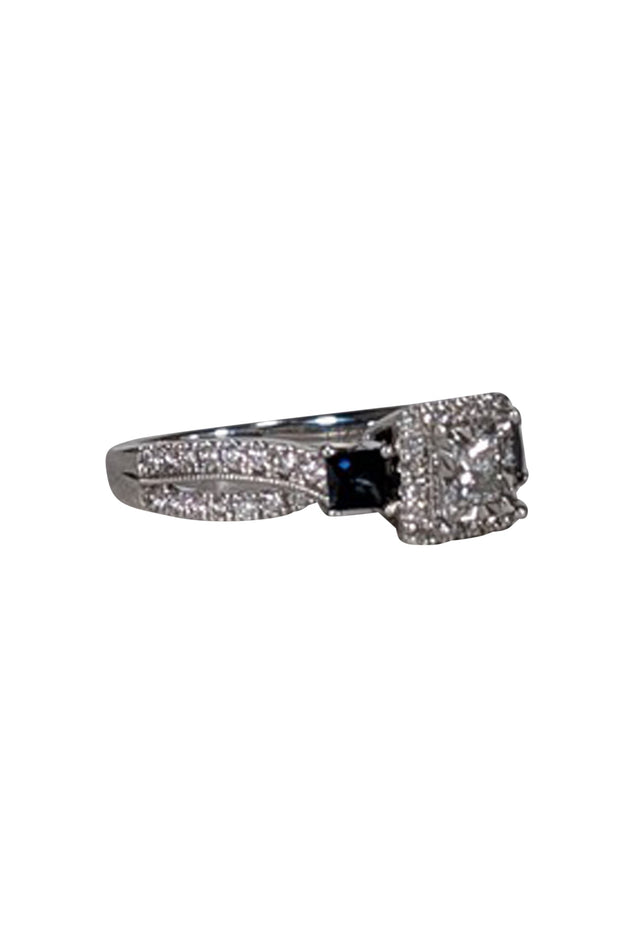 Current Boutique-Kay Jewelers - 14K White Gold Princess & Square-Cut Blue Sapphire Ring Sz 7