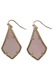 Current Boutique-Kendra Scott - Pink w/ Gold Rim Drop Dangle Earrings