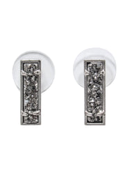 Current Boutique-Kendra Scott - Silver & Gunmetal Rectangular Stud Earrings