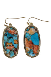 Current Boutique-Kendra Scott - Teal, Orange, & Gold Dangle Earrings