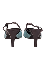 Current Boutique-Kennel & Schmenger - Mint & Black Leather Sling Back Pumps Sz 4