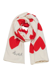 Current Boutique-Kerri Rosenthal - Cream w/ Large Red Hearts Scarf