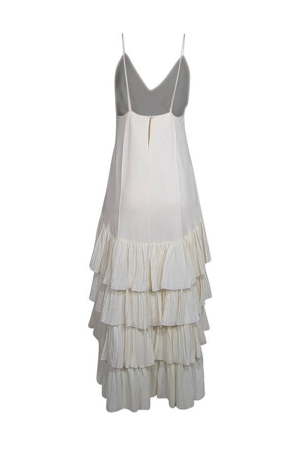 Current Boutique-Khaite - Ivory Silk Ruffle Bottom Sleeveless Dress Sz 8