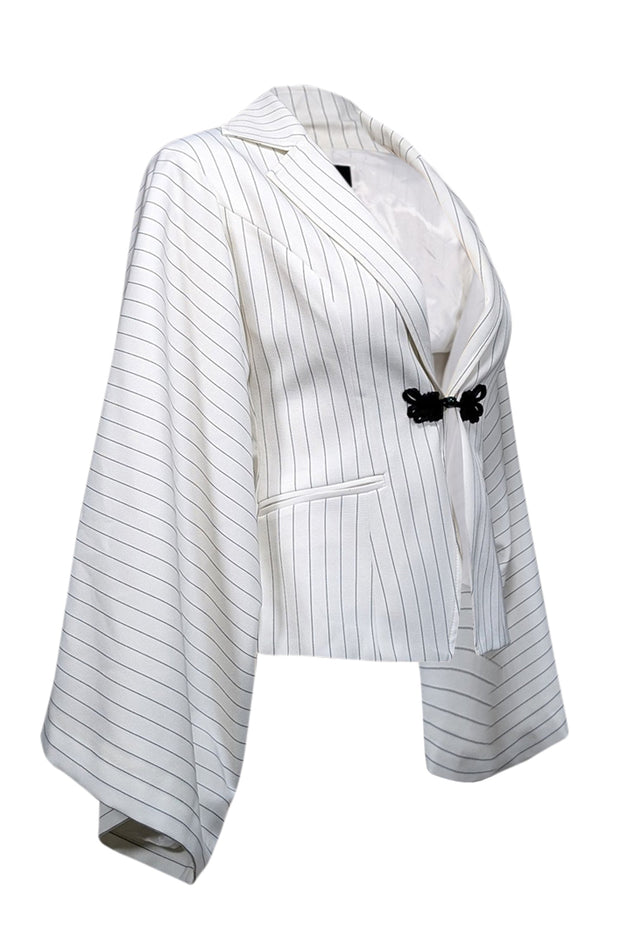 Current Boutique-Kim Shui - Ivory Pinstriped Blazer Sz M