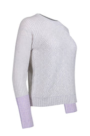 Current Boutique-Kinross Cashmere - Grey & Ivory Cashmere Sweater Sz XS