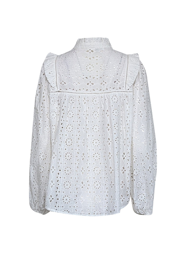 Current Boutique-Kivari - White Eyelet Lace Long Sleeve Blouse Sz 6