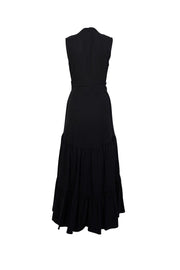 Current Boutique-Kobi Halperin - Black Sleeveless Button Skirt Dress w/ Wrap Tie Detail Sz S