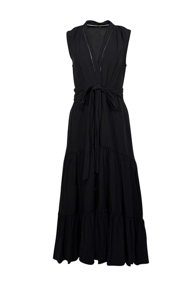 Current Boutique-Kobi Halperin - Black Sleeveless Button Skirt Dress w/ Wrap Tie Detail Sz S