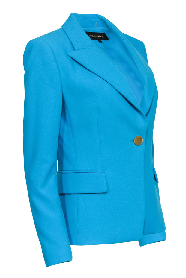 Current Boutique-Kobi Halperin - Turquoise Blazer w/ Padded Shoulders Sz S