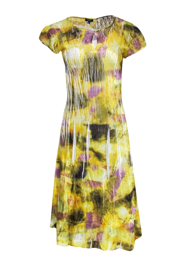 Current Boutique-Komarov - Yellow, Green, & Purple Short Sleeve Dress Sz L