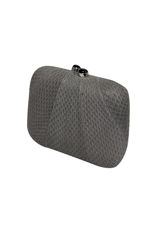 Current Boutique-Kotur - Grey Textured Snakeskin Mini Clutch