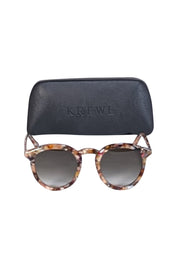 Current Boutique-Krewe - Brown & Tan Print Round "Collins" Sunglasses