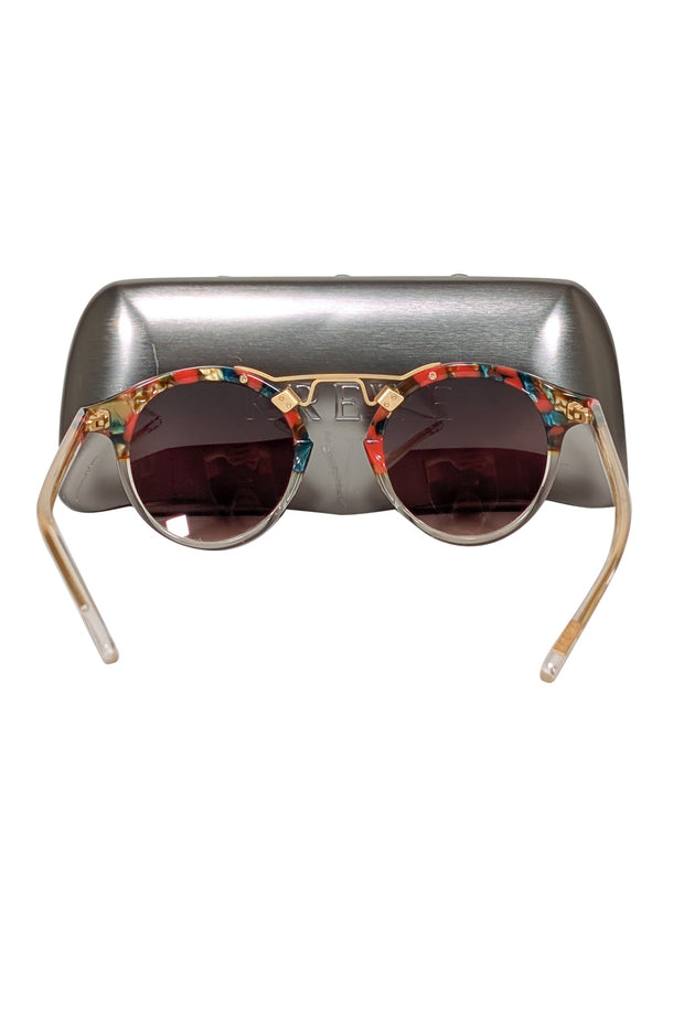 Current Boutique-Krewe - Red, Green, & Gold Round Sunglasses