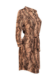 Current Boutique-L'Agence - Beige, Black, & Cream Snakeskin Print Shirtdress Sz XS