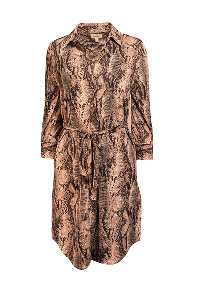 Current Boutique-L'Agence - Beige, Black, & Cream Snakeskin Print Shirtdress Sz XS