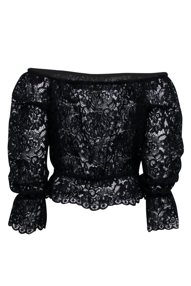 Current Boutique-L'Agence - Black Lace Off-the-Shoulder "Iggy" Top Sz S