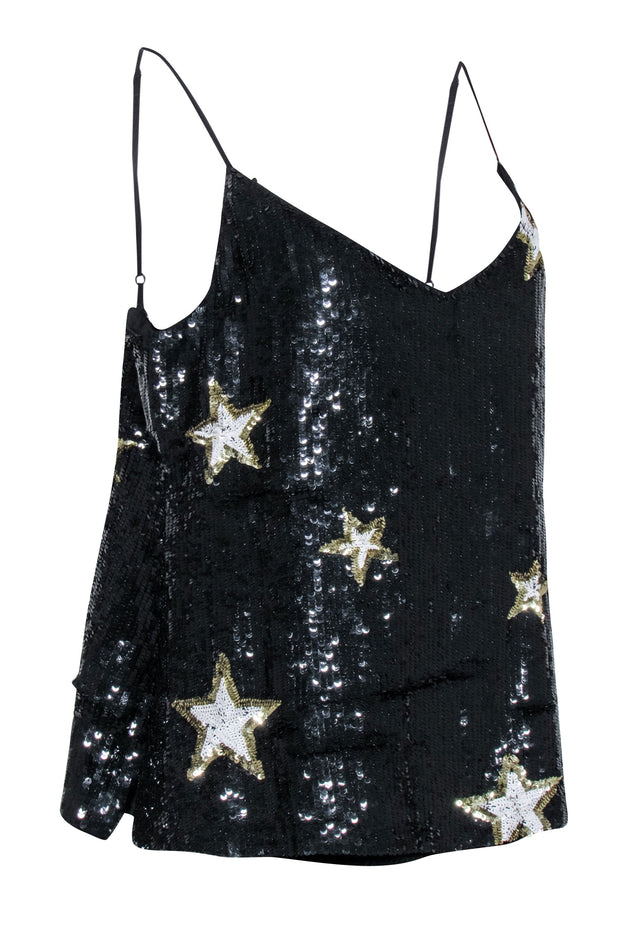 Current Boutique-L'Agence - Black Sequin Star Print Tank Sz L