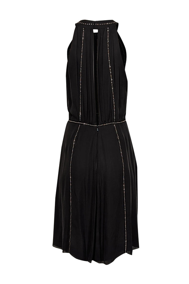 Current Boutique-L'Agence - Black Silk Studded Car Wash Hem Dress Sz 6