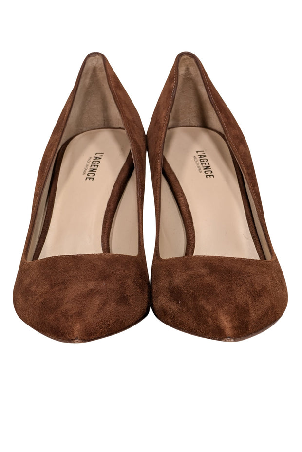 Current Boutique-L'Agence - Chestnut Tan Suede Pointed Toe Heels Sz 8.5