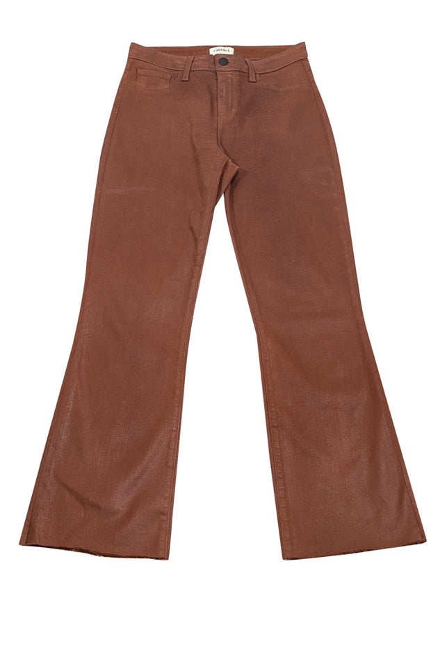 Current Boutique-L'Agence - Earthy Brown Coated Crop Flare Jeans Sz 2