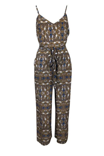 Current Boutique-L'Agence - Gold, Blue, & White Paisley Print Silk Jumpsuit Sz 6