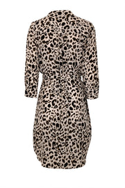 Current Boutique-L'Agence - Off-White, Tan, & Black Leopard Print Silk Shirtdress Sz M