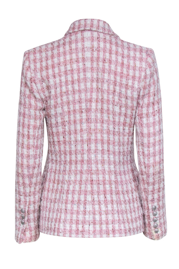 Current Boutique-L'Agence - Pink & White Double Breasted Tweed Blazer Sz 0