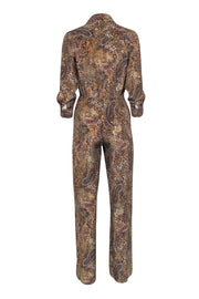 Current Boutique-L'Agence - Tan Leopard & Paisley Print Jumpsuit Sz M