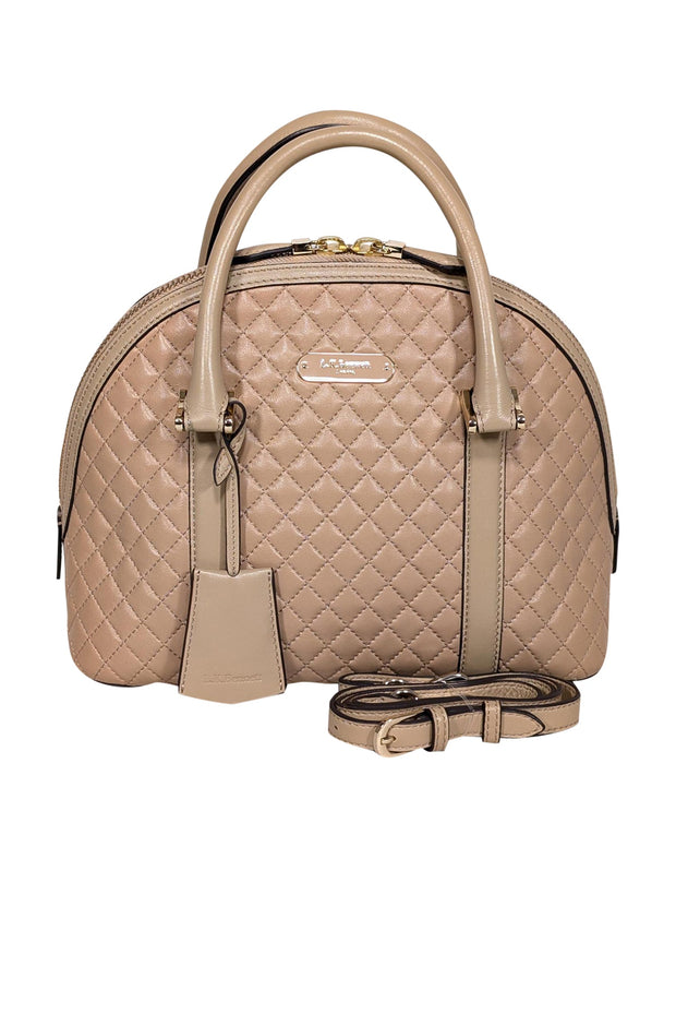 Current Boutique-L.K. Bennett - Beige Quilted Leather Satchel Bag