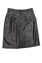 Current Boutique-L.K. Bennett - Black Leather Gold-Tone Studded Skirt Sz 4