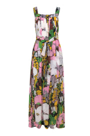 Current Boutique-La DoubleJ - Pink, Yellow, Ivory, & Green Floral Print Maxi Dress Sz S