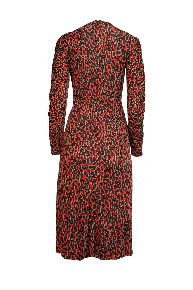 Current Boutique-La DoubleJ - Red, Black, & Green Leopard Print Midi Dress Sz S