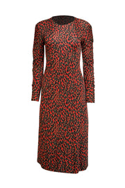 Current Boutique-La DoubleJ - Red, Black, & Green Leopard Print Midi Dress Sz S