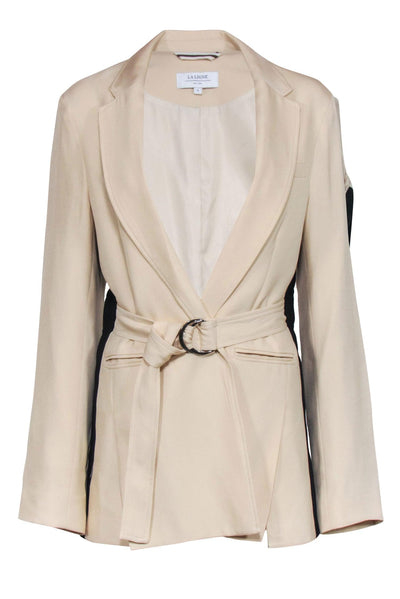 Current Boutique-La Ligne - Beige Open Front Belted Blazer Sz 8