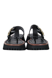 Current Boutique-Labucq - Black Leather Platform Sandals Sz 11