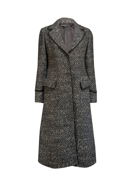 Current Boutique-Lafayette 148 - Black, Grey, & Cream Blend Long Coat Sz 8